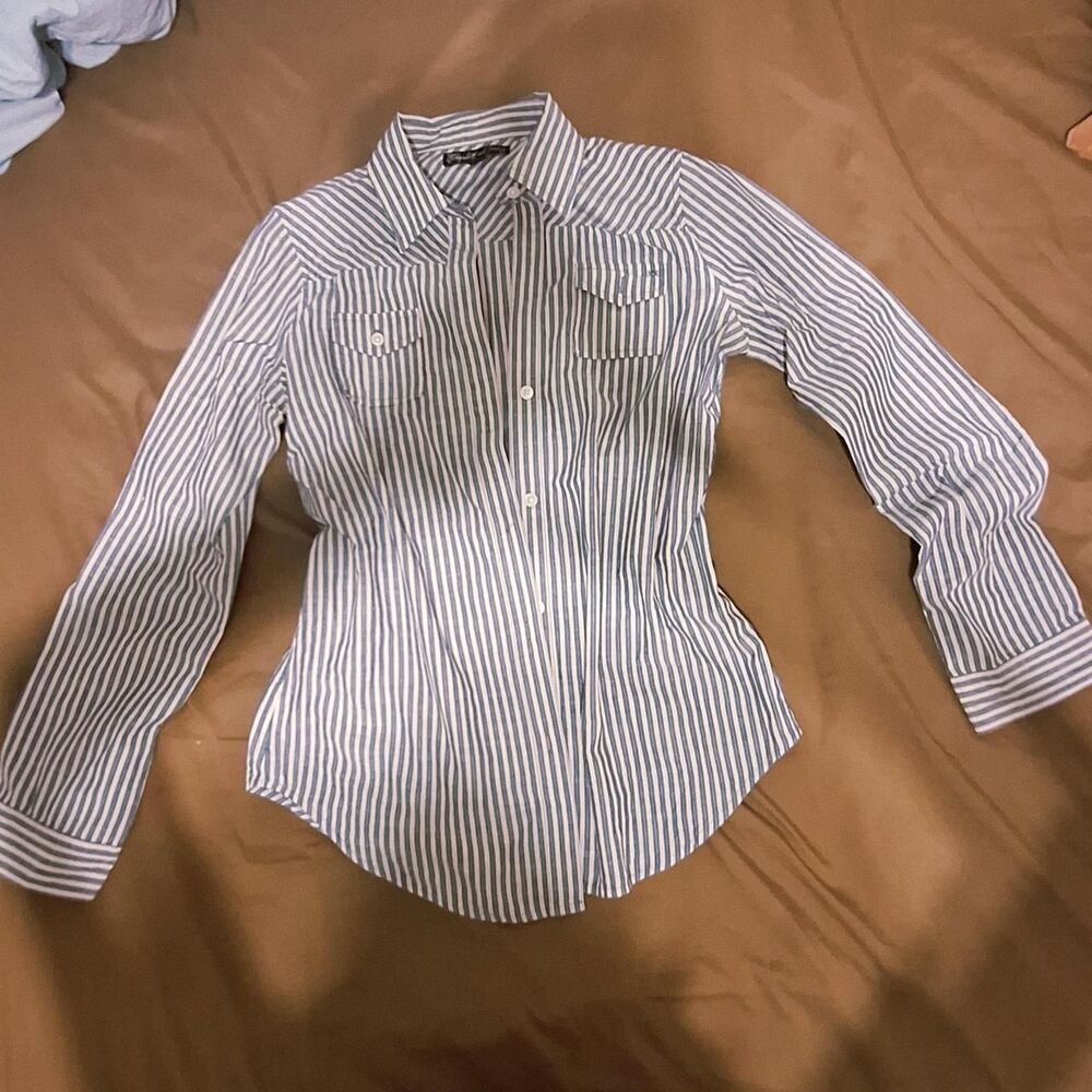 Elizabeth-and-james Women's White and Navy Shirt